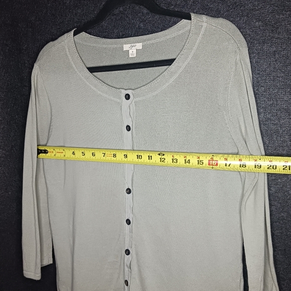 J.Jill 100% Cotton Shell Button Front Short Knit Green Cardigan Size Small Light - Picture 6 of 8